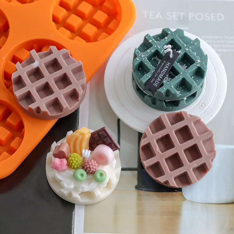 Simulation waffle chocolate candle silicone mold