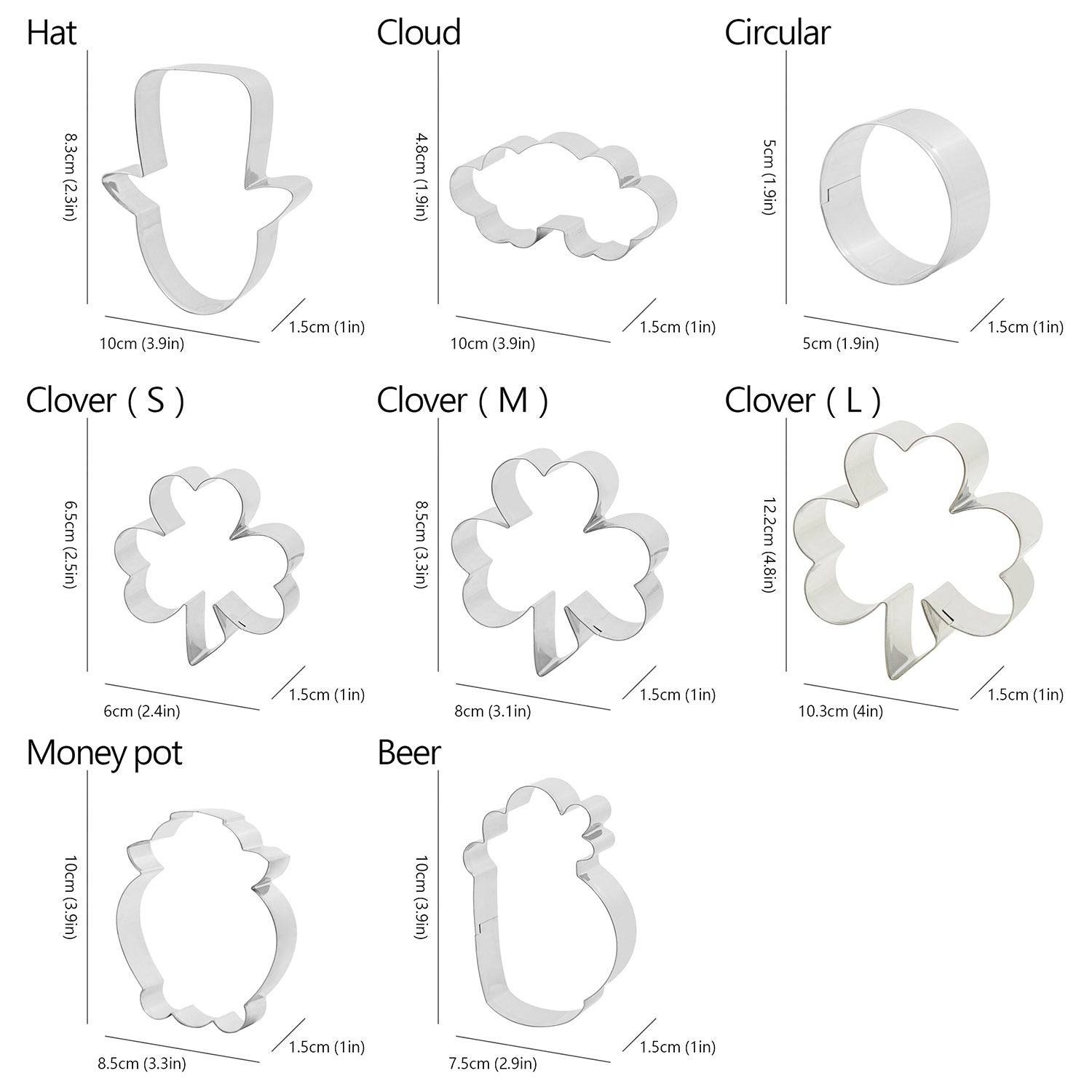 8-Piece Set Of St. Patrick's Day Cookie Cutter