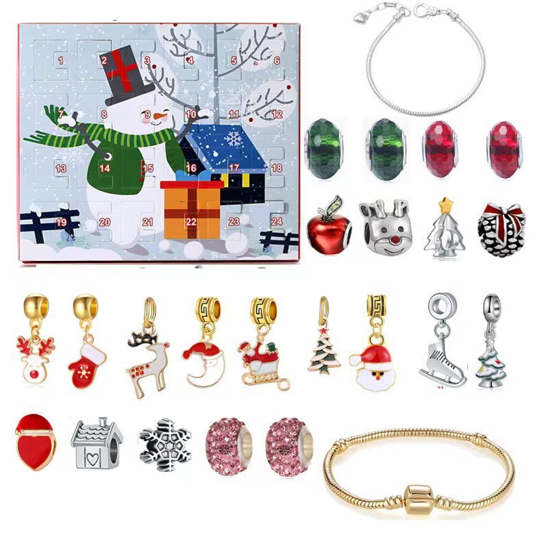 Children's Christmas Ornaments Calendar Advent Festival Bracelet And Necklace Set